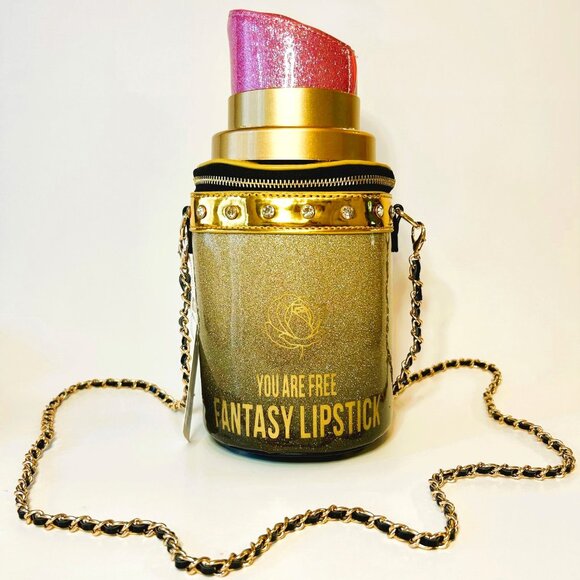 Fantasy Lipstick Gold and Pink Shoulder Bag - Picture 1 of 7